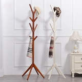 实木制作衣帽架树形落地门厅卧室创意简约现代挂衣架白色松木特价