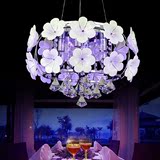现代简约玻璃花水晶餐厅吊灯圆形客厅灯led吸顶灯具创意婚房温馨