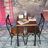 复古怀旧实木咖啡餐桌椅铁艺酒吧桌高脚吧台椅子休闲餐桌棋牌桌
