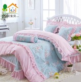 床单四件套纯棉被套1.8m1.5m床上用品韩式公主风双人简约夏季全棉