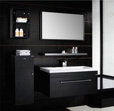 新款北欧式黑色白浴室柜地中海实木卫浴柜洗手池卫生间洗脸盆组合