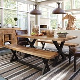 美式铁艺实木餐桌椅组合现代简约饭桌书桌办公桌工作桌会议桌长桌