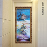 玄关竖版油画赵无极抽象 客厅有框过道走廊装饰画 现代中式画壁画