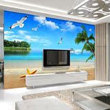 大型3d海滩风景电视背景墙壁画墙布 客厅沙发电视背景墙壁纸墙画