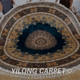 益隆圆形手工真丝地毯 餐厅高档地毯 波斯地毯 277x277cm