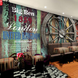 大型酒吧壁纸咖啡厅3d立体壁画复古墙纸餐厅木纹车轮怀旧个性装饰