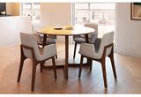 水曲柳实木圆餐桌椅 简约实木圆餐桌 北欧小户型胡桃色餐桌椅组合