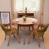 白橡木实木圆餐桌 北欧宜家现代简约咖啡桌 创意样板房小户型餐桌