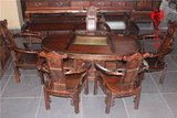 红木家具老挝大红酸枝腰形茶桌椅组合六件套实木交趾黄檀会议茶桌