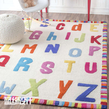 手工定制进口羊毛 现代女孩房建议字母 卧室床边垫玩具垫定制地毯