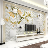 现代简约时尚客厅电视背景墙纸卧室书房3d立体大型壁画壁纸