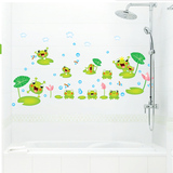池塘小青蛙 卡通动物墙贴画儿童房第三代幼儿园环境布置玻璃贴纸