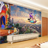 无缝简约现代3d立体儿童房卡通背景墙纸卧室大型壁画幼儿园壁纸