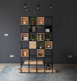 柜子铁艺实木置物架客厅隔断书架隔搁板置物架时尚创意展示架书柜