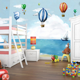 大型壁画幼儿园游乐场儿童房卧室背景墙纸3D地中海气球卡通壁纸