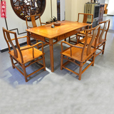 天赐红木 长方形缅甸花梨泡茶桌 大果紫檀南宫椅茶桌椅组合六件套