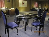 简欧售楼处餐桌椅 餐桌餐椅组合 欧式实木金银箔餐桌椅 洽谈桌椅