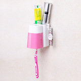 创意吸盘牙刷架 牙杯套餐 多功能牙刷架 超强吸壁式 含收纳杯