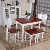 小户型可折叠桌地中海实木餐桌美式伸缩桌子简约家用长方形饭桌白
