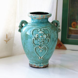 美式乡村花瓶 高档陶瓷花器 地中海风复古玄关客厅摆件 乔迁礼品