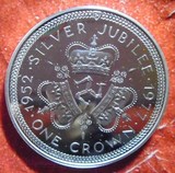 马恩岛 1977年  1克朗     女王即位25周年纪念   大银币 PROOF