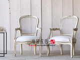 出口法国高端复古路易十五风格雕花实木单人扶手椅休闲藤背沙发椅