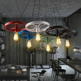 LOFT北欧复古创意个性吧台餐厅灯美式乡村铁艺工业风彩色车轮吊灯