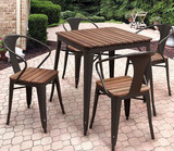 欧美式铁艺实木星巴克露台户外桌椅组合五件套 庭院阳台室外桌椅