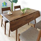 日式纯实木餐桌白橡木餐桌简约现代北欧折叠桌长方形多功能桌定做