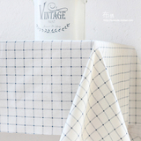 宜家日韩风 蓝色格子棉麻布料 桌布靠枕垫子面料沙发DIY 2米包邮