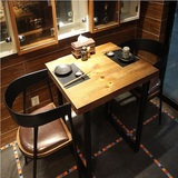 LOFT做旧异形金属美式复古实木铁艺小户型餐酒吧店咖啡厅桌椅组合