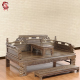 红林轩红木中式家具鸡翅木狮子罗汉床客厅三件套组合古典床榻禅椅