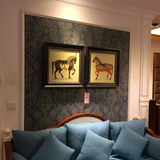 欧式装饰画客厅卧室沙发墙有框挂画美式乡村风格进口画芯复古骏马