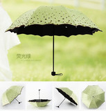 韩国创意小清新小碎花折叠两用晴雨伞女黑胶防晒紫外线太阳伞学生