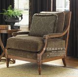 特价美式乡村新古典实木单人沙发椅法式欧式复古仿古休闲椅家具