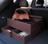 特大号皮革汽车收纳箱后备箱整理箱 双层储物箱车载尾箱置物盒