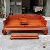红木家具 缅甸花梨木大果紫檀罗汉床独板加厚实木沙发床3件套