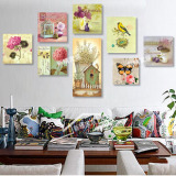 欧式田园风格无框画 花卉组合装饰画 客厅卧室挂画壁画包邮