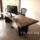 昆明老板桌简约现代办公家具写字台大班台美式铁艺实木新款办公桌