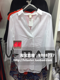 HM H＆M女装香港代购专柜正品白色翻领V领休闲百搭套头长袖衬衫