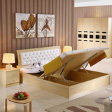 简约现代 板式床1.5米床箱 储物床双人气动床 1.8米高箱床收纳床