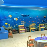 海底世界3d墙纸壁画地中海风景壁纸儿童房餐厅游泳馆背景墙布无缝