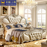 新款豪华欧式全实木真皮床高档奢华法式双人床雕花复古风格大婚床