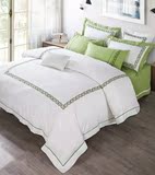 地中海纯色简约四件套纯棉床上用品欧式简欧酒店风格床品床单绿色
