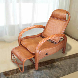真藤躺椅送老人阳台午休椅田园风格藤编折叠椅加固款午睡椅摺叠椅