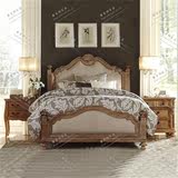 美式乡村复古实木双人床 欧式雕花风化法式做旧床 卧室1.8米方床