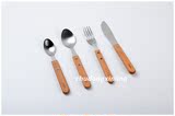 ZAKKA西餐餐具套装 榉木柄拉丝雾面不锈钢刀叉勺 牛排刀叉