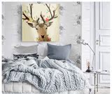 麋鹿动物 玄关单联个性装饰画 现代简约北欧无框画 卧室书房挂画