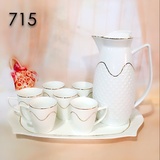 龙瑞陶瓷：浮雕钻石描金水具冷水壶咖啡茶具