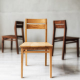 愚木素作纯实木家具北欧简约现代北美黑胡桃白橡家用餐厅餐椅原木